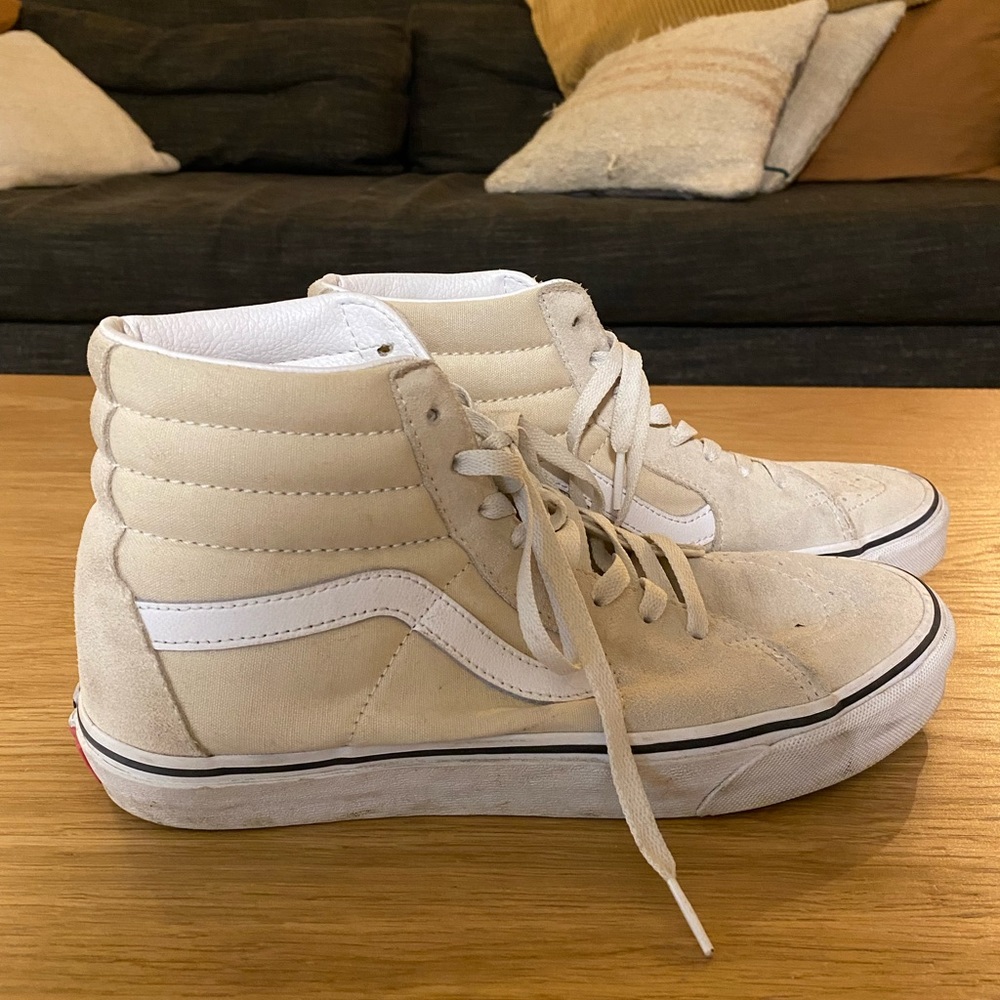 Off white cream High Top Vans